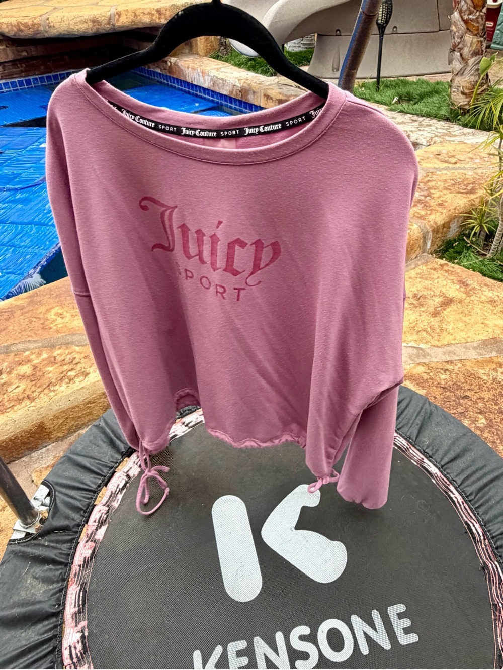 Juicy Couture Pink Drawstring Hem Cropped Sweatshirt
